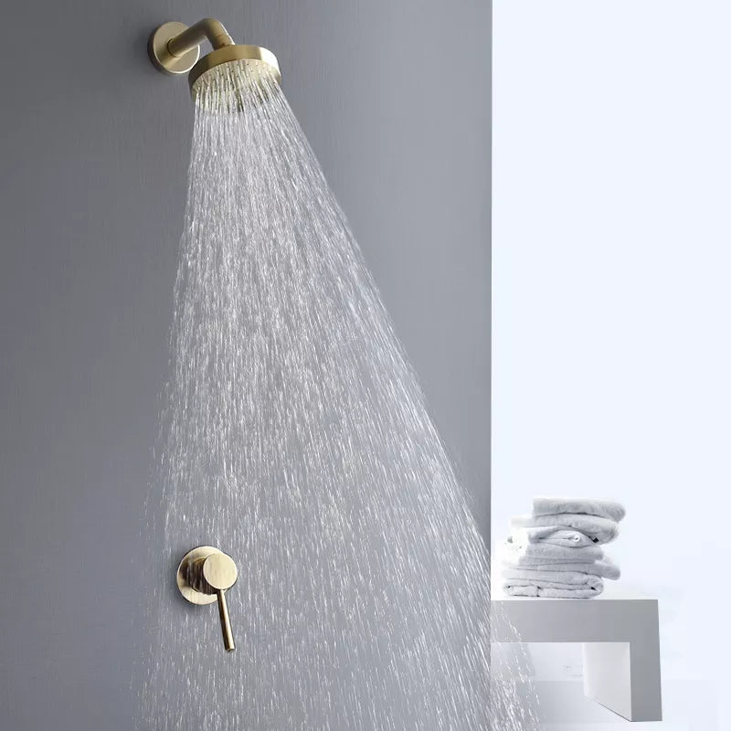Robinet douche salle de bain mural encastrable minimaliste - Doré - Laiton