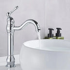 Robinet salle de bain lavabo vintage mitigeur rétro - Argenté - Laiton