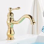 Robinet salle de bain lavabo vintage mitigeur rétro - Doré - Laiton