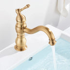 Robinet salle de bain lavabo vintage mitigeur rétro - Doré - Laiton