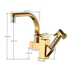 Robinet évier cuisine design mitigeur led flexible douchette pistolet - Noir - Laiton