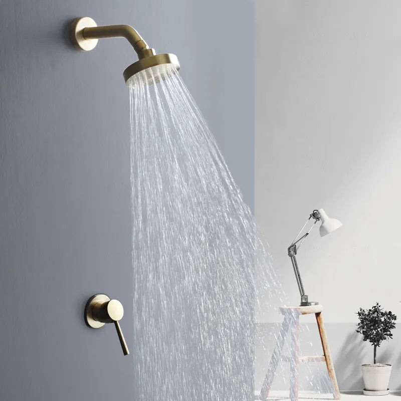 Robinet douche salle de bain mural encastrable minimaliste - Doré - Laiton