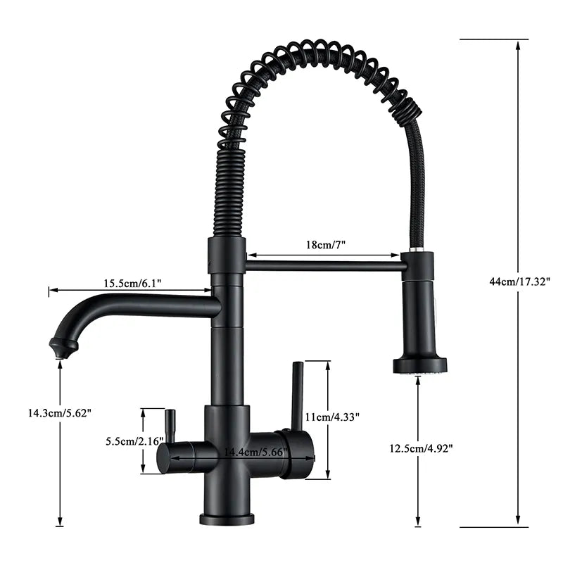 Robinet évier cuisine mitigeur douchette purificateur d'eau - Doré - Laiton