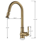 Robinet évier cuisine rétro flexible rétractable Vintage - Doré - Laiton