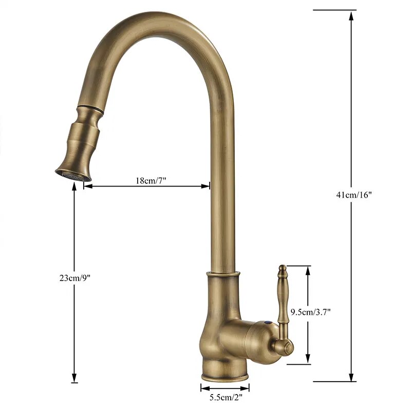 Robinet évier cuisine rétro flexible rétractable Vintage - Doré - Laiton