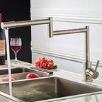 Robinet évier cuisine bec pivotant mitigeur rétractable - Argenté
