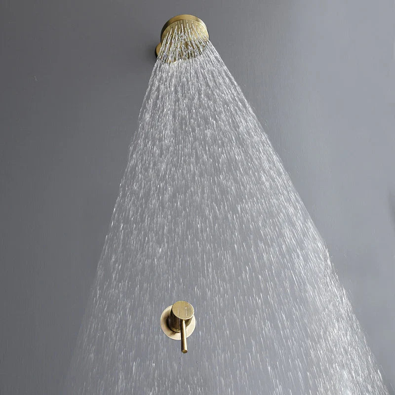 Robinet douche salle de bain mural encastrable minimaliste - Doré - Laiton