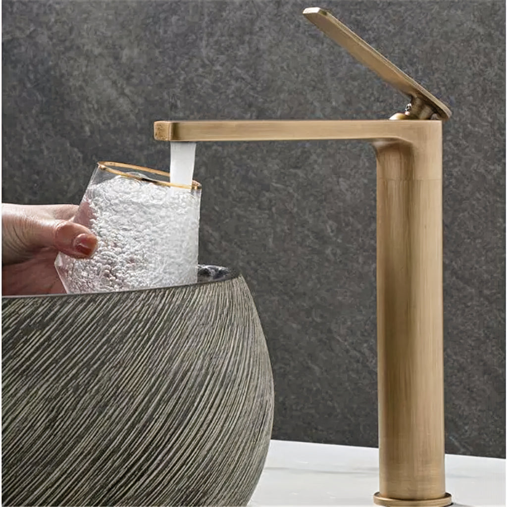 Robinet lavabo salle de bain haut minimaliste - Doré - Laiton