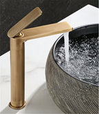 Robinet lavabo salle de bain haut minimaliste - Doré - Laiton