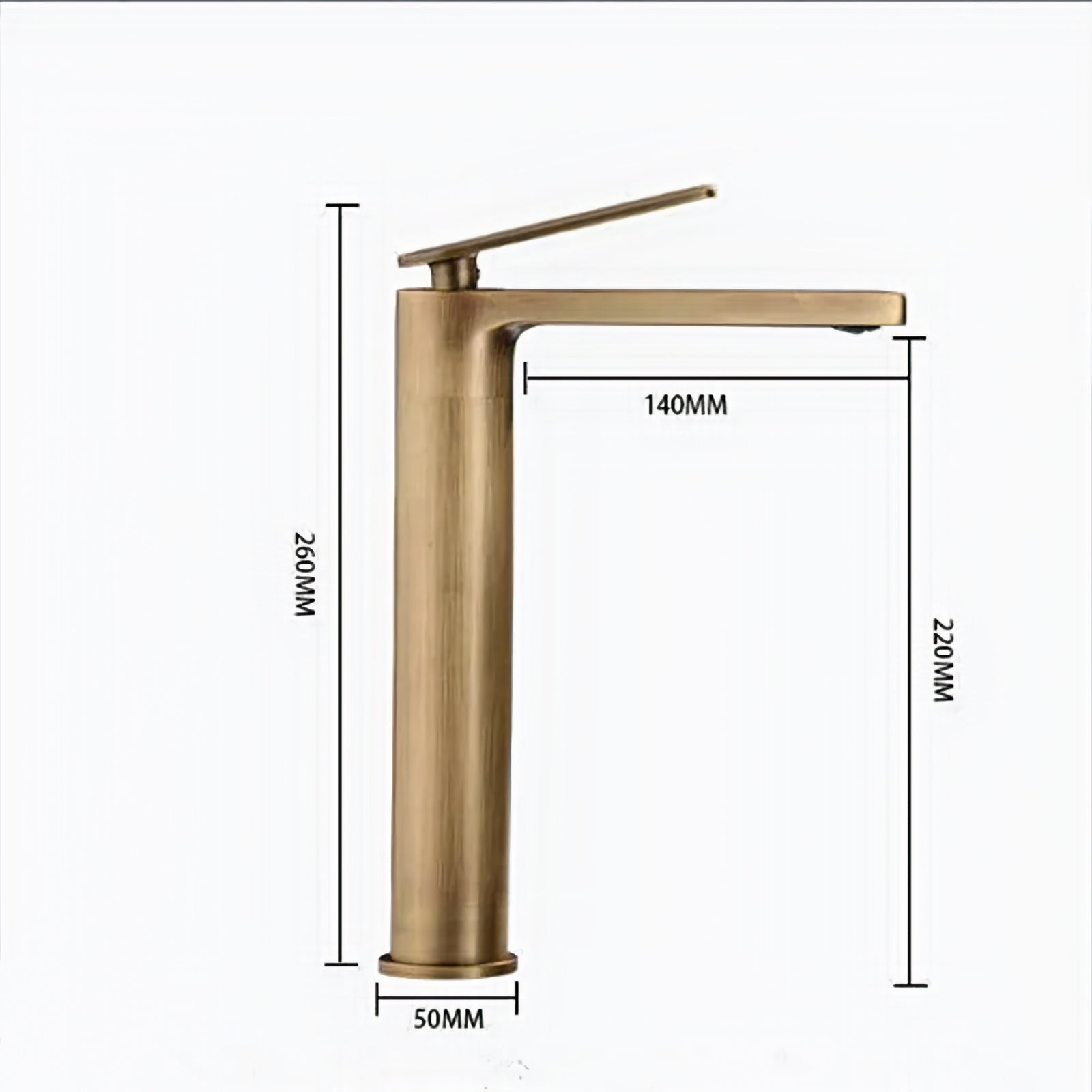 Robinet lavabo salle de bain haut minimaliste - Doré - Laiton