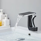 Robinet lavabo salle de bain plat géométrique mitigeur design - Noir - Laiton