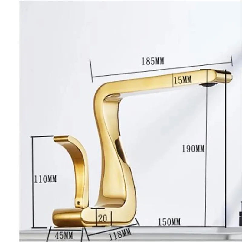 Robinet lavabo salle de bain mitigeur design incurvé - Blanc - Laiton