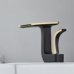 Robinet lavabo salle de bain plat géométrique mitigeur design - Noir - Laiton