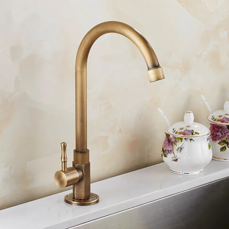 Robinet évier cuisine minimaliste rétro bronze - Doré - Laiton