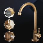Robinet évier cuisine minimaliste rétro bronze - Doré - Laiton