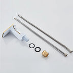 Robinet lavabo salle de bain plat géométrique mitigeur design - Blanc - Laiton