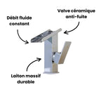 Robinet lavabo salle de bain design rectangulaire cascade - Argenté - Laiton