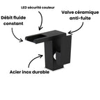 Robinet lavabo salle de bain design cascade led température - Noir