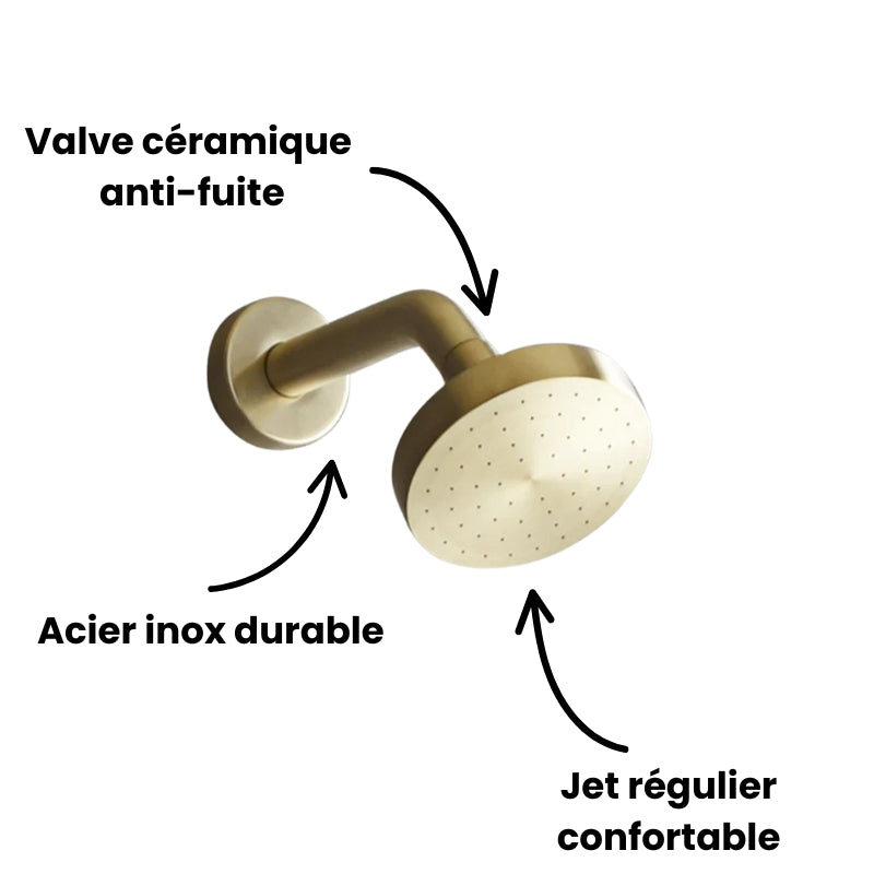 Robinet douche salle de bain mural encastrable minimaliste - Doré - Laiton