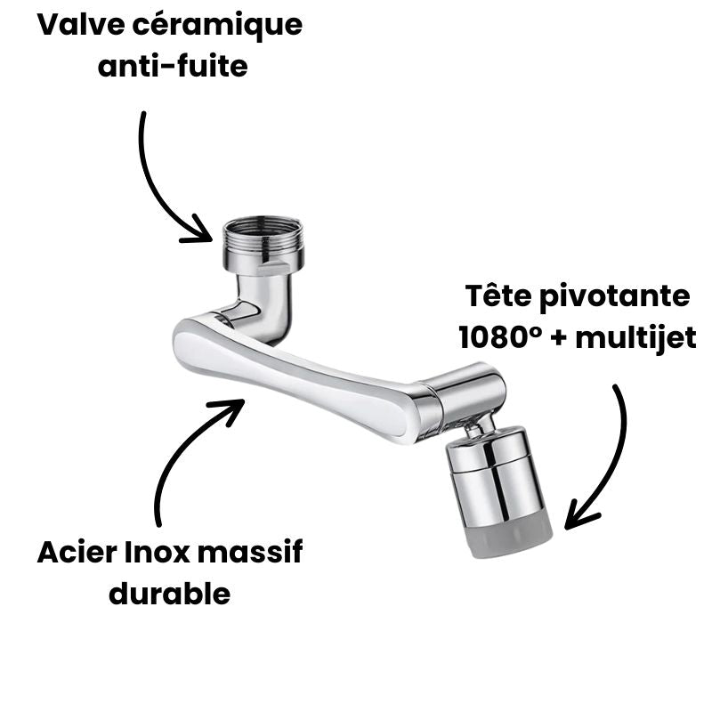 Rallonge de robinet pivotant - argenté - Acier inoxydable