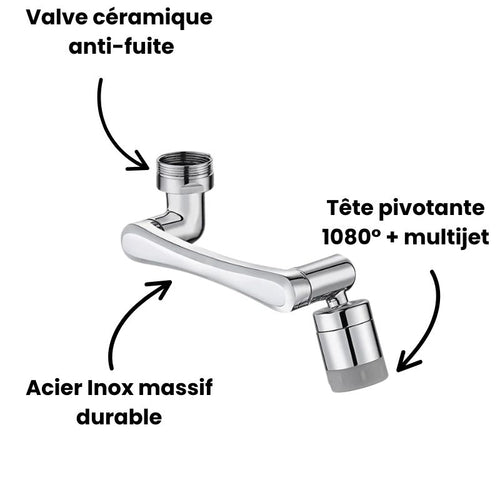 Rallonge de robinet pivotant - argenté - Acier inoxydable