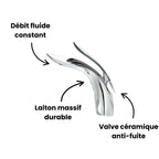 Robinet lavabo salle de bain mitigeur design arrondi - Argenté - Laiton