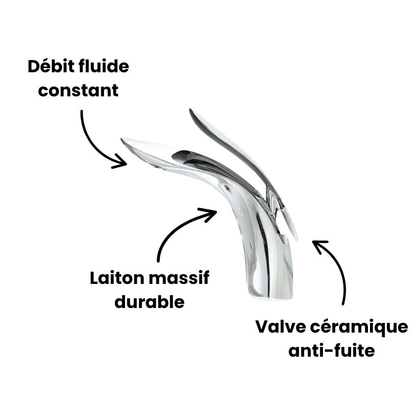 Robinet lavabo salle de bain mitigeur design arrondi - Argenté - Laiton