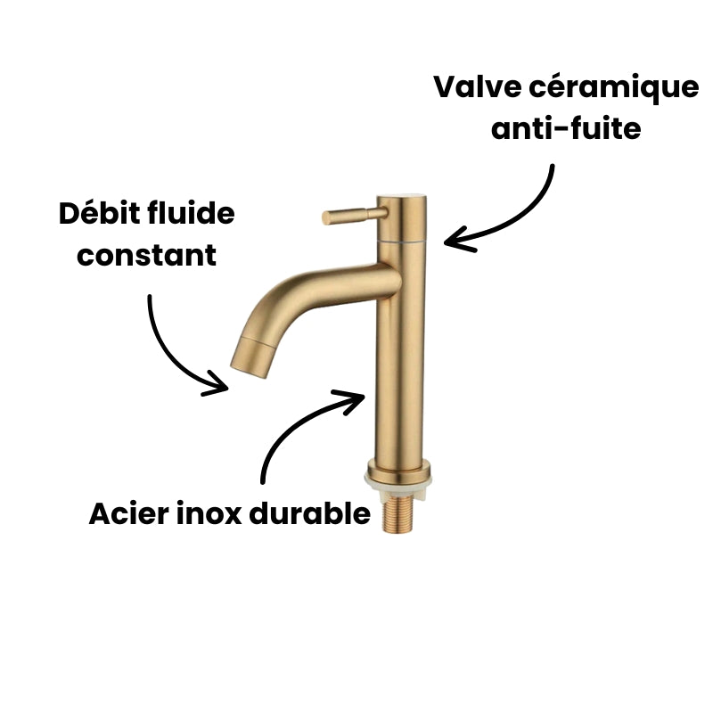 Robinet lavabo salle de bain minimaliste - Doré brossé