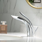 Robinet lavabo salle de bain mitigeur design arrondi - Argenté - Laiton