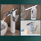 Robinet lavabo salle de bain design rectangulaire cascade - Argenté - Laiton